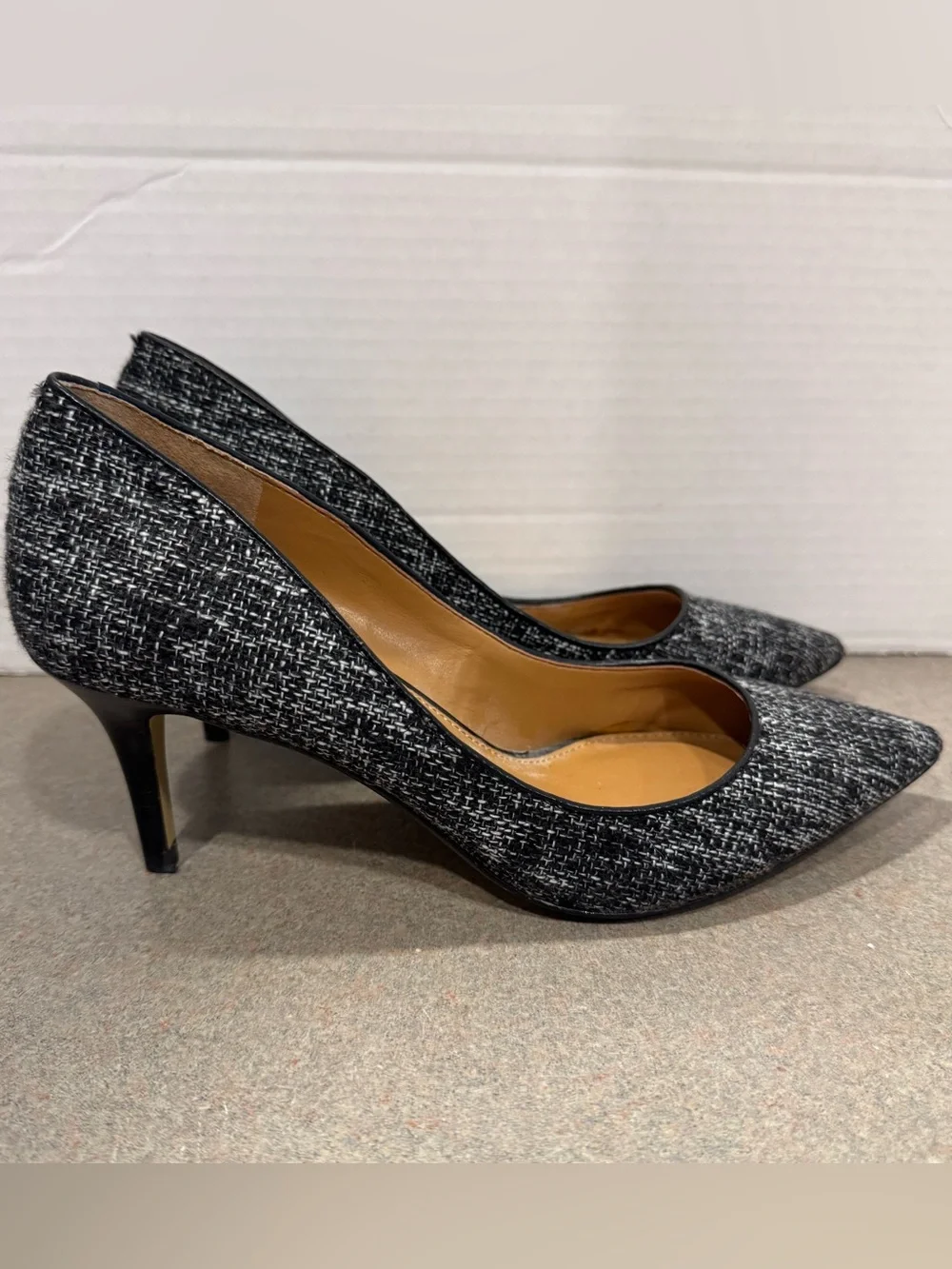 Banana Republic Black & White Tweed Woven Pointed-Toe Pumps
